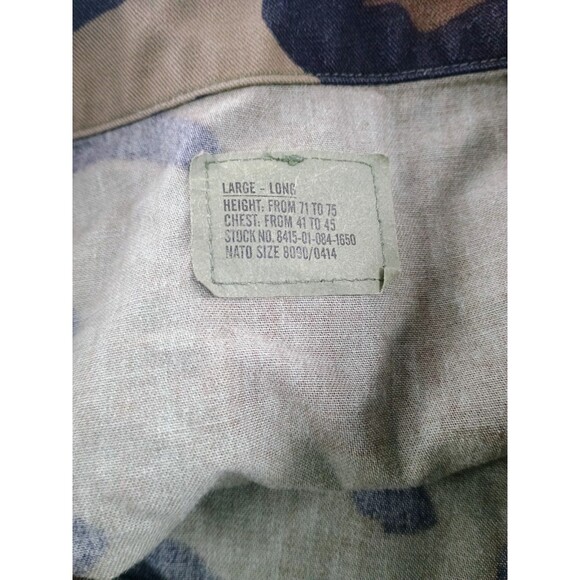 US ARMY Military Woodland Camo Coat BDU Large Long 8415-01-084-1644 patches *** - Picture 9 of 11